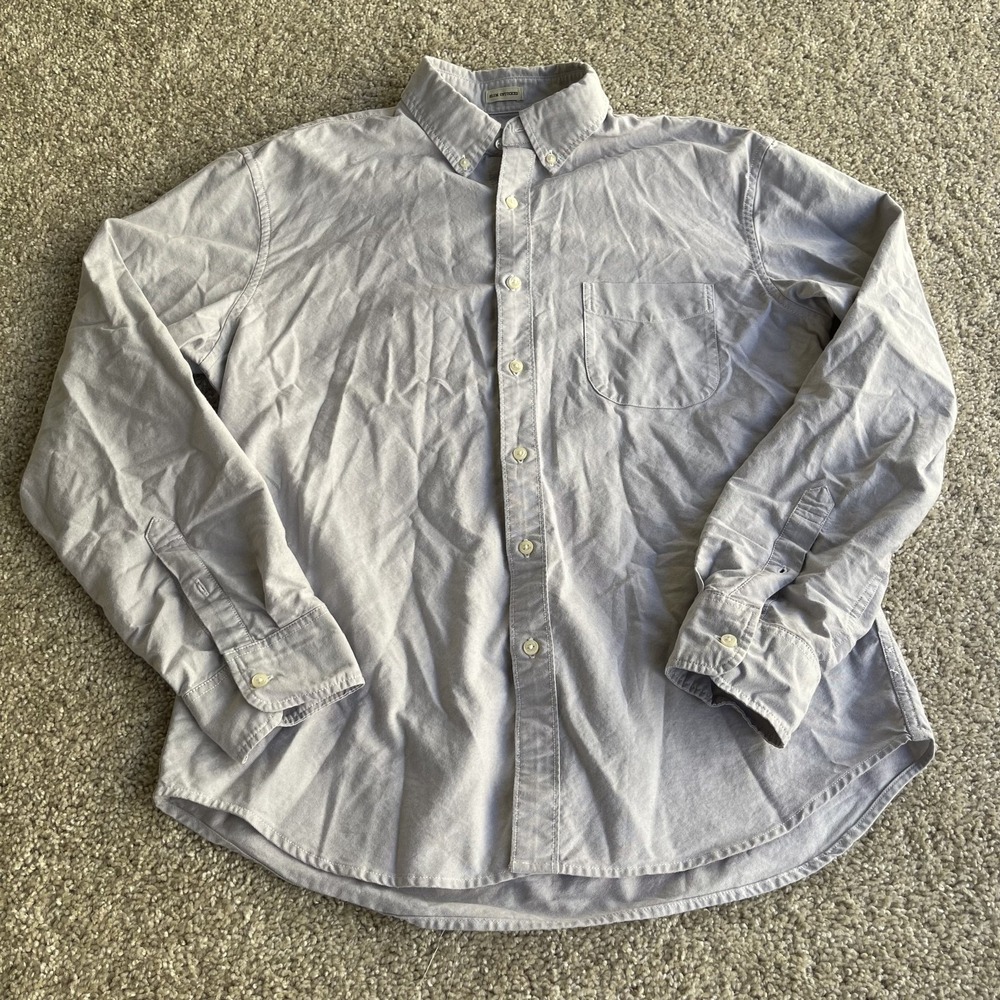 J.Crew Shirt Mens Large Gray Solid Long Sleeve Button Down Slim Untucked Casual